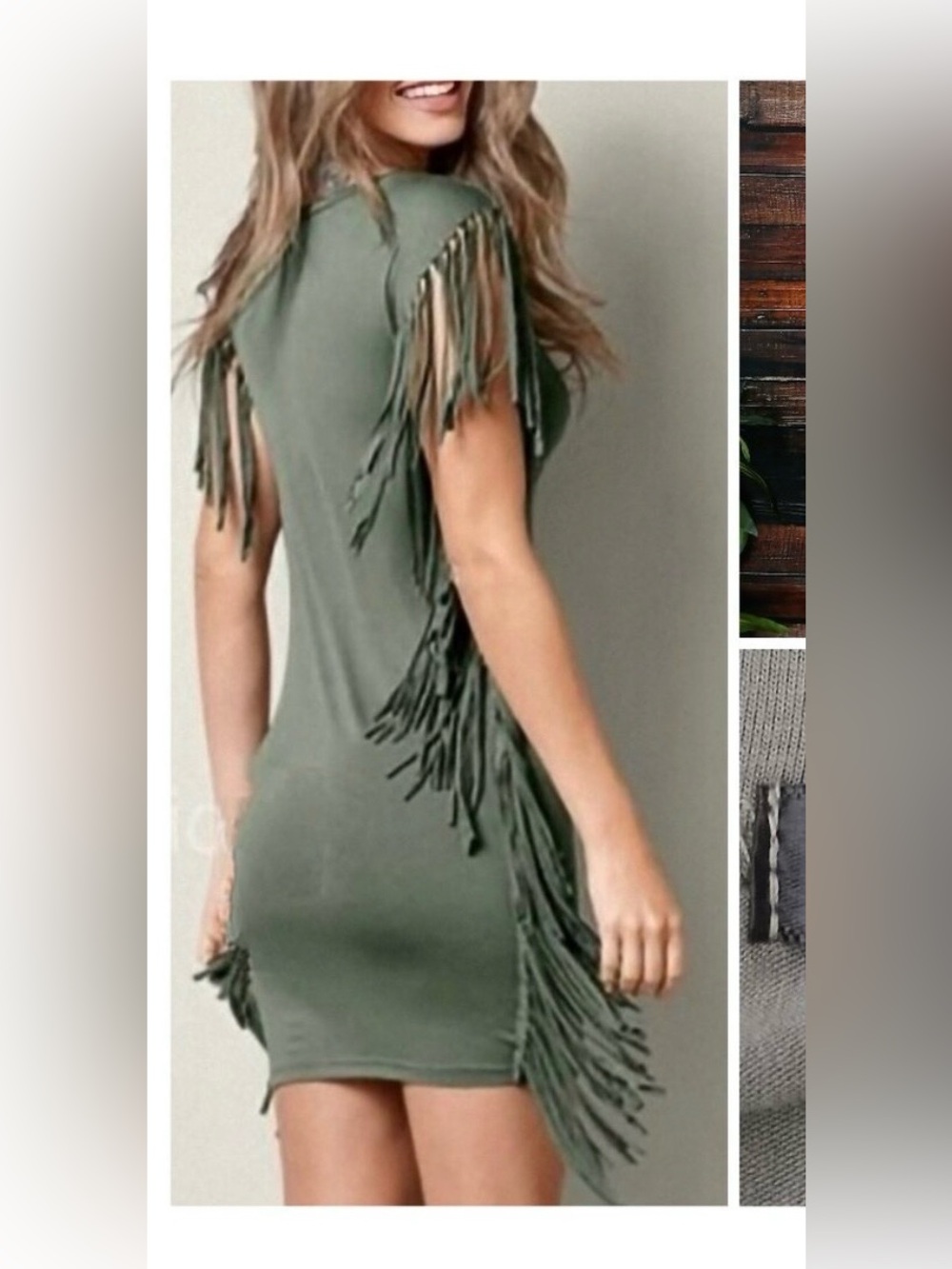 Lascana for Venus Fringe mini dress. Medium. Green. NWT